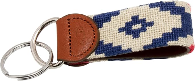 Leather Hand-Stitched Needlepoint Key Fob or Key Chain