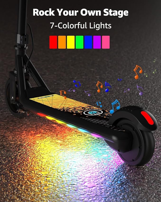 Gyroor H30 Max Electric Scooter for Kids Ages 6-12, 150W Powerful Motor, Bluetooth Music, Dual Brake System, Adjustable Height and Speed, Best Gifts for Kids
