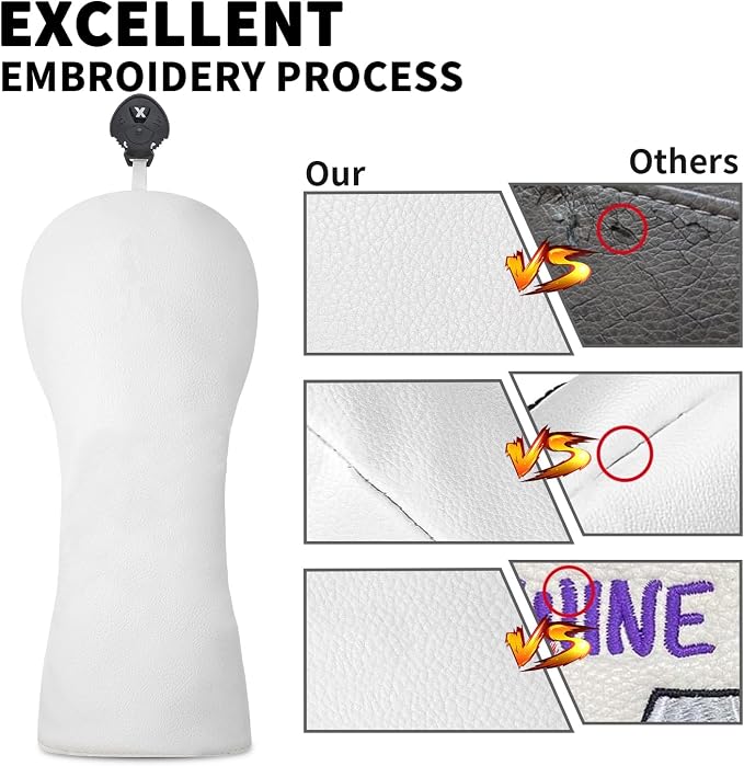 Golf Accessories Golf Club Covers for Driver, Fairway, Hybrids - Golf Driver Headcover/Golf Fairway Wood Head Cover/Hybrid Headcover for Men/Women Golfer