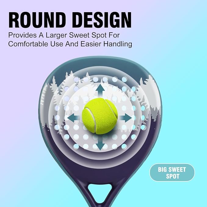 Padel Racket, Carbon Fiber Surface with EVA Memory Flex Foam Core, Shock Absorption Large Sweet Spot, Lightweight Pala De Padel for Beginners & Intermediate