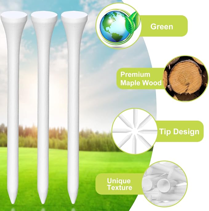 Vinsot 1000 Pcs Golf Tees Bulk 3-1/4'' Wooden Tees for Driving Range, Golf Club Accessories for Men Dad