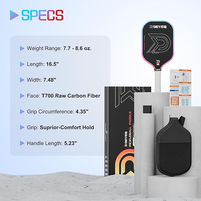DGYGQ Pickleball Paddles with Polypropylene Honeycomb Core, T700SC Power Carbon Fiber Pickleball Paddle, Increased Power for Ultimate Spin & Consistency