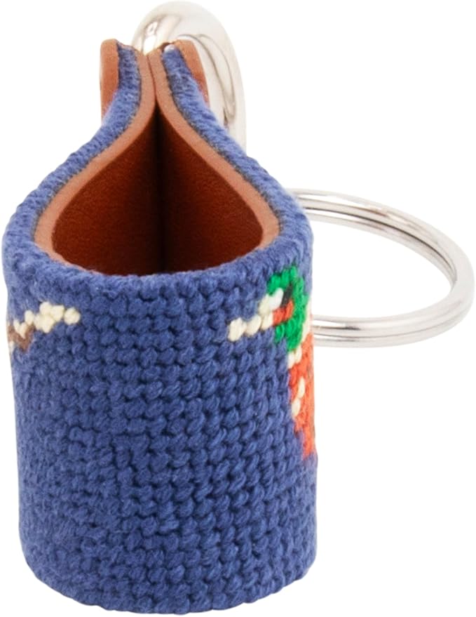 Leather Hand-Stitched Needlepoint Key Fob or Key Chain