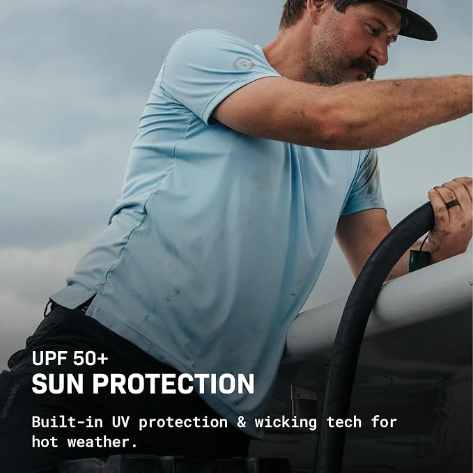 TRUEWERK Men's UPF 50+ Sun Protection Shirt - B1 Short Sleeve Work Tee, Moisture Wicking, Lightweight