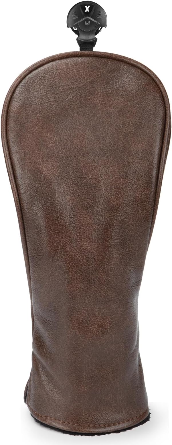 Golf Club Cover Vintage PU Leather Driver Headcover Fariway Wood Headcovers Hybrid Covers with Interchangeable Tags Golf Head Cover for Extra Club Protection