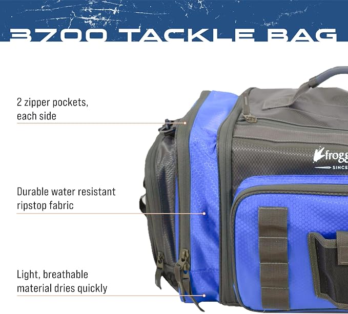 FROGG TOGGS Heavy Duty Fishing Tackle Duffle Bag, Includes Bait Trays