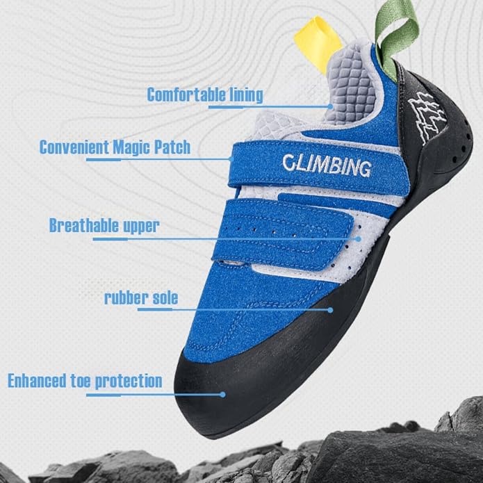 Mens Womens Climbing Shoes for Indoor Outdoor Sport Climbing Bouldering Slip-Resistant & Breathable (Blue, Adult, Men, 6.5, Numeric, US Footwear Size System, Medium)