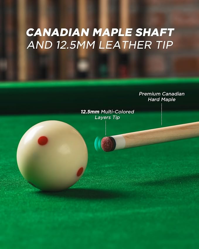 Pool Cue Set with 58-inch Billiard Cue Stick | Hard Leather Tube Case, Microfiber Towel & Glove