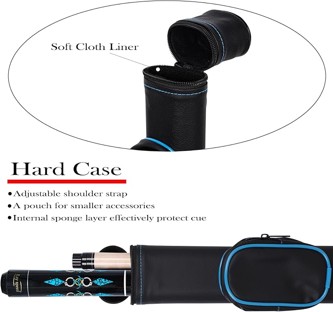 Pool Cue Stick Low Deflection Shaft Billiard Cue Stick with Hard Case 19-20 oz Professional Pool Stick