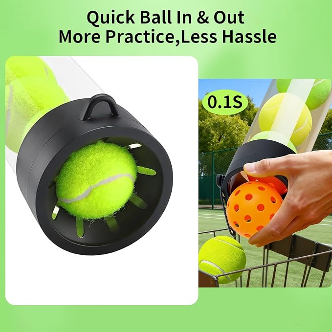 17 Pickleballs & 18 Tennis Balls Picker Upper – Collapsible No-Bend Retriever Tube with Shoulder Strap, Lightweight Portable for Indoor & Outdoor Court Practice