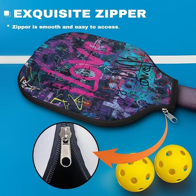 Pickleball Paddle Covers, Fits Standard Pickleball Racquets, Durable Zippered Paddle Cover Universal 8.6 x 11.4Inch