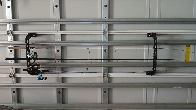 Aventik Garage Door Storage Rack, 21" ABS Fishing Rod Holder with Adjustable Bungee Cord, Space-Saving Organizer for Rods, Tools and Accessories (21 inch – Fits most 4-panel garage doors)
