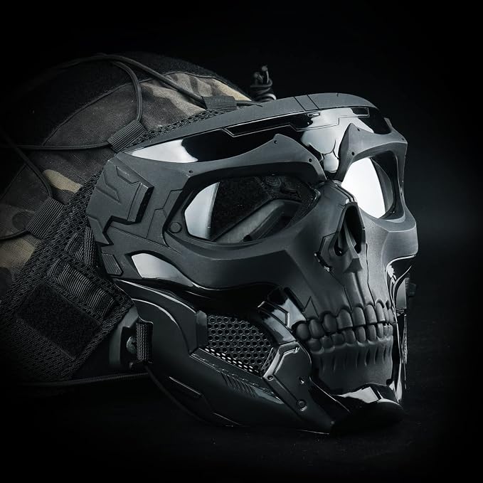 Guayma Airsoft Paintball Mask Tactical Full Face Cyberpunk Balaclava Mask For Halloween Cosplay Costume Movie Props