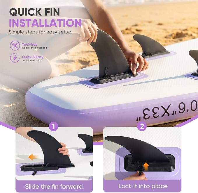 Inflatable Stand Up Paddle Board 10'6" x 33" x 6", 350 LBS Capacity Beginner-Friendly SUP Board with Paddle, Pump, Backpack, Leash, Waterproof Phone Bag and 3 Fins for Lake, Ocean or River Fun
