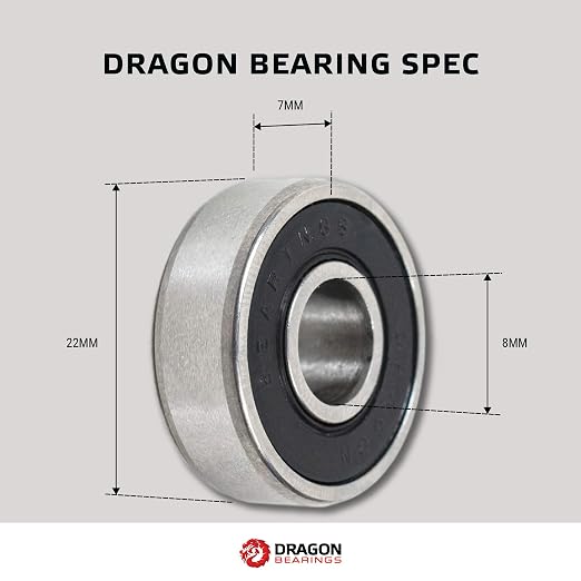 Fireball Dragon Roller Skate Bearings 16 Pack - High Performance Skate Rated Rollerblade Bearings - Dragon Roller Bearing Inline Skate Bearings, Guaranteed for Life (ONE Size, Endure)