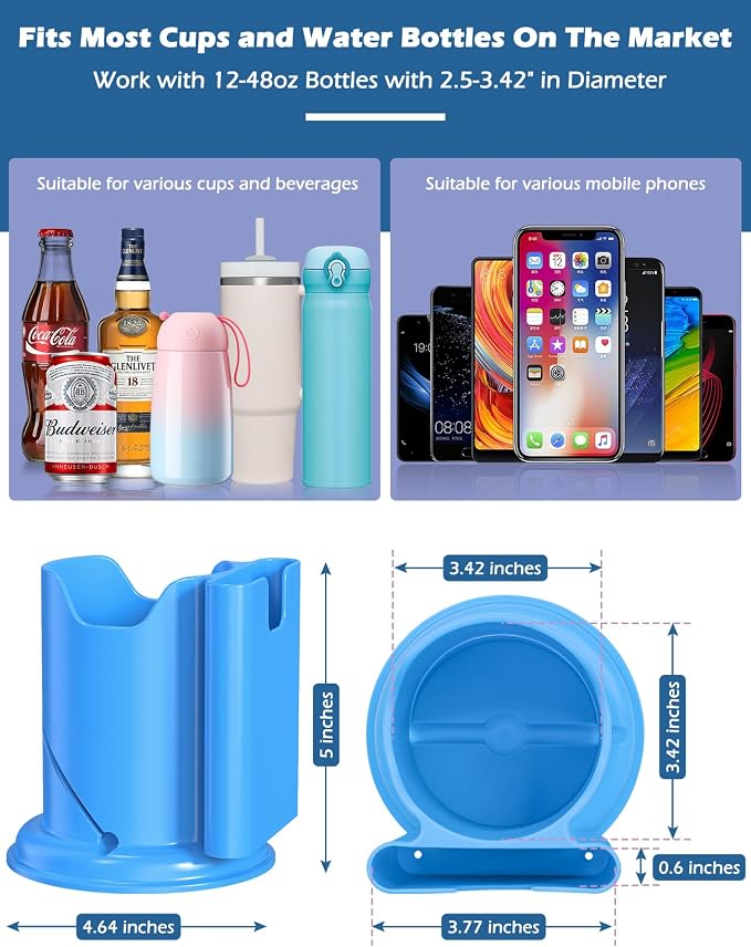 WYLOSUA® Paddle Board Cup Holder Kayak Cup Holder 2-in-1 Design for Drinks & Phone, for SUP/Kayak/Canoe, Water Sports Accessories (Fishing/Boating/Recreation)