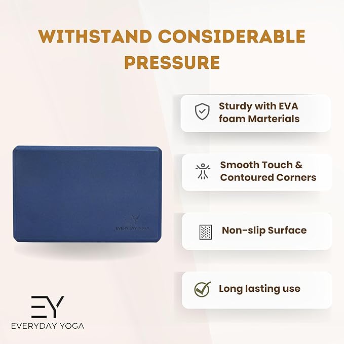 𝗘𝘃𝗲𝗿𝘆𝗱𝗮𝘆 𝗬𝗼𝗴𝗮 Deluxe Mat and Yoga Foam Block Set - Non Slip, Eco Friendly, Anti-Tear, 3mm Thickness for Yoga