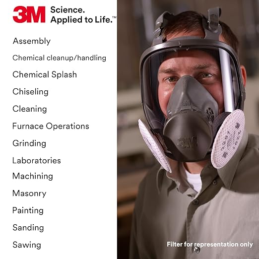 3M 6800 Full Facepiece Reusable Respirator, Medium, Gray