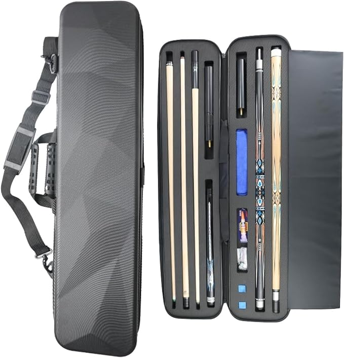 ABS Material Hard Pool Cue Case 2x3 for 1/2 Pool Cues,Durable Construction,Protective Storage and Transport Solution for Billiard Enthusiasts,Keeps Your Equipment Safe and Organized