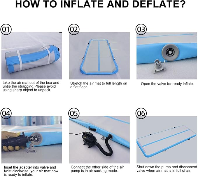 DAIRTRACK Inflatable Gymnastics Air Mat 10ft/13ft/16ft/20ft Tumble Track Tumbling Mats for Home Use/Gym/Training/Cheerleading/Yoga/Water