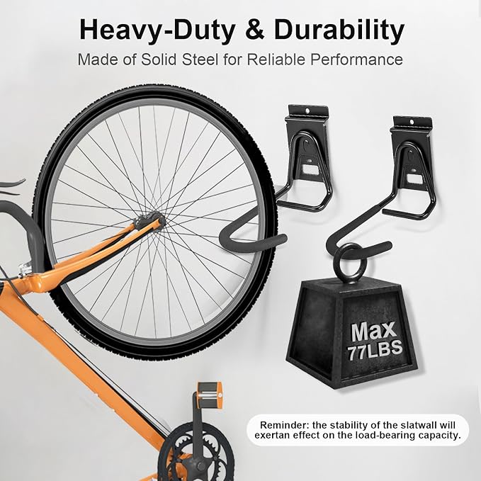 Slatwall Bike Hooks, Heavy Duty Bicycle Hangr with PVC Coating, Wall Mount Vertical Bicycle Storage Rack - 4 Pack