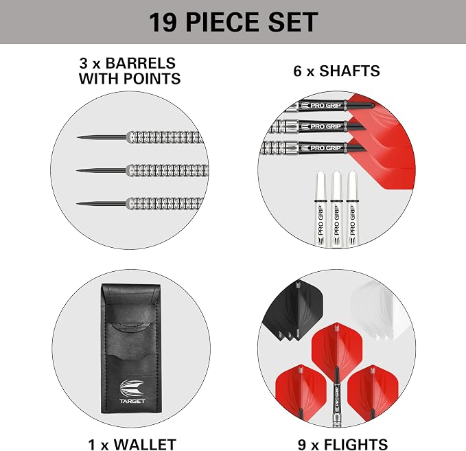 Target Darts Artemis Tungsten Steel Tip Dart Set, 21G/22G/23G/24G/25G/26G | Artemis Original | Artemis K-Flex Integrated Flight & Shaft | Professional Accessories Dart Kit, Dart Wallet Included