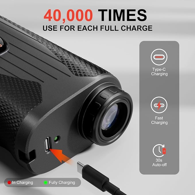 VISIOGEAR Golf Rangefinder with Slope, 1200 Yards Laser Range Finder for Golfer, 7X Magnification Range Finder Rechargeable Golf Accessories for Men, Flag Pole Locking Vibration