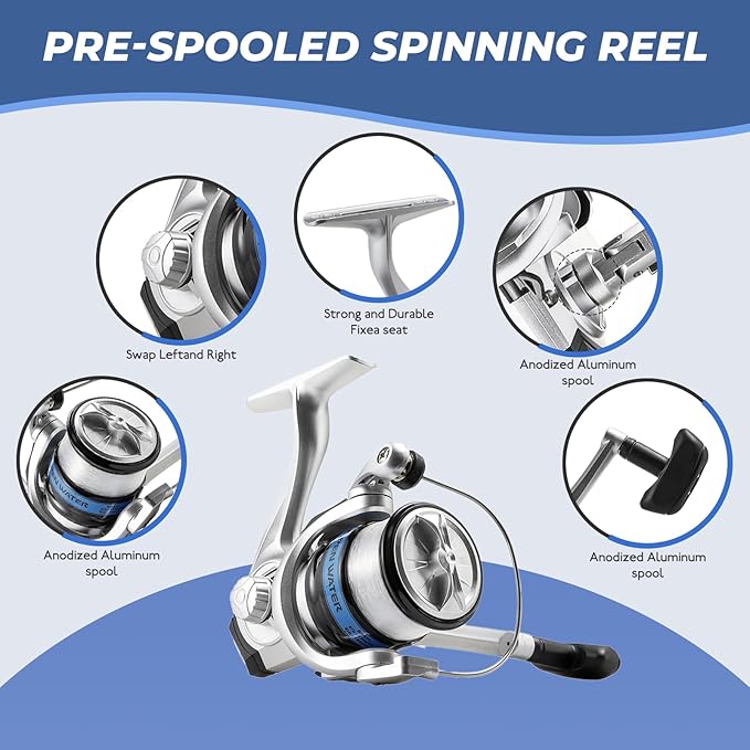 Telescopic Fishing Rod and Reel Combo Set, 2PCS Collapsible Fishing Poles, Fishing Kit with Spinning Reel Fishing Pliers and Lip Gripper, Travel Saltwater Freshwater Fishing Gear for Adults Beginners