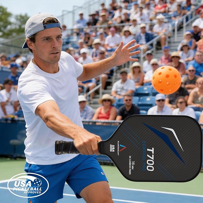 Pickleball Paddle,Pickleball Paddles-3K Raw Carbon Fiber Pickle Ball Paddle Surface with Great Grit & Spin,T700 Pickleball Racket with Excellent Power,Control and Balance,USAPA Approved