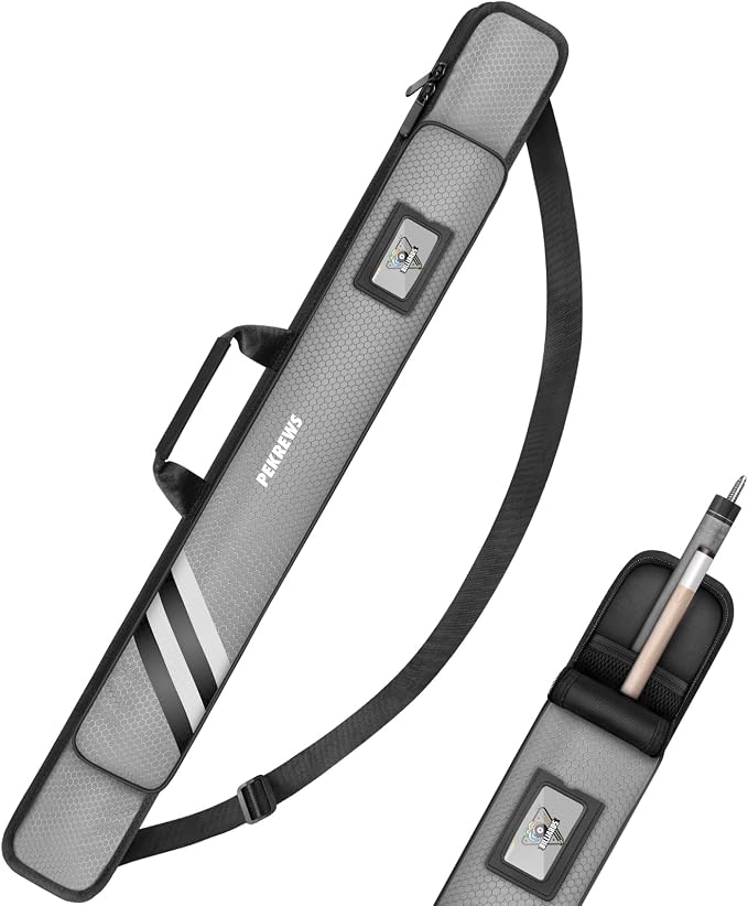 PEKREWS 1x1 Soft Cue Bag Grey & 4x4 Hard Pool Cue Case Black Set