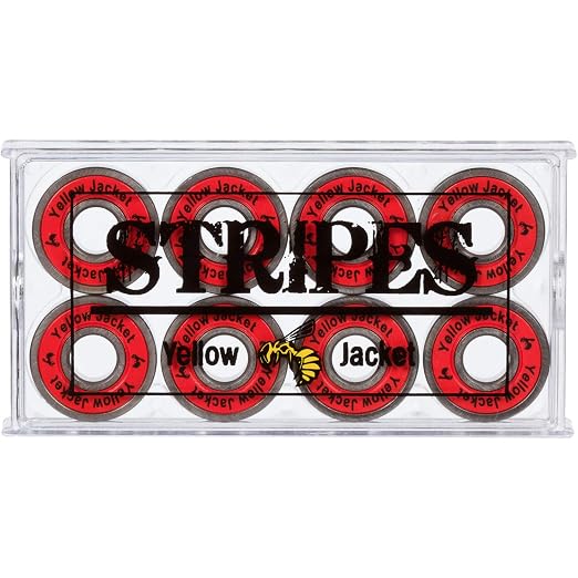 Yellow Jacket Premium Skateboard Bearings, Pro Longboard Bearings, 608, ABEC 9, Racer Red (Pack of 8)