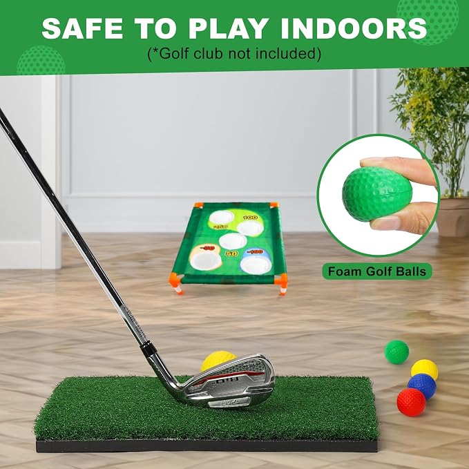 TOY Life Golf Cornhole Game Golf Corn Hole Set Chipping Golf Game Adults Kids Backyard Golf Game Golf Yard Corn Hole Game Golf Training Equipment Chipping Outdoor Indoor Golf (NO Club Included)
