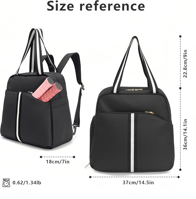 Pickleball Bag for Women Men, Large Pickleball Backpack with Shoe Compartment, Pickle Ball Bag with Paddle Cover Pocket Holds 2 Paddles