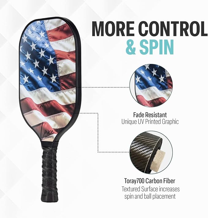 Palms-O-Aces Carbon Fiber Pickleball Paddle – USAPA Approved 16mm T700 Graphite Paddle with Textured Spin Surface | Lightweight Carbon Fiber Pickleball Paddles & Racket | Includes Paddle Cover