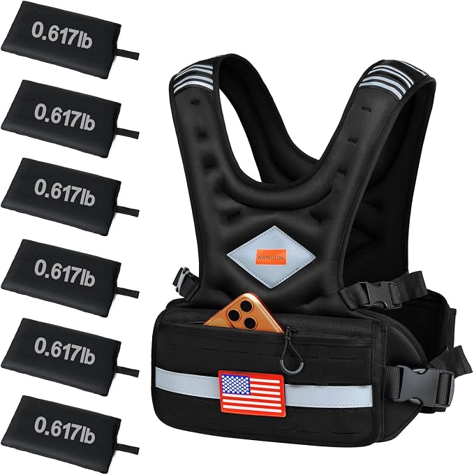 Weighted Vest Woman & Men, 6-10lb/8-20lb/8-30lb Adjustable weighted Vest With Pockets & Reflective Strips for Walking, Running, Hiking,Rucking, Workout, Strength Training