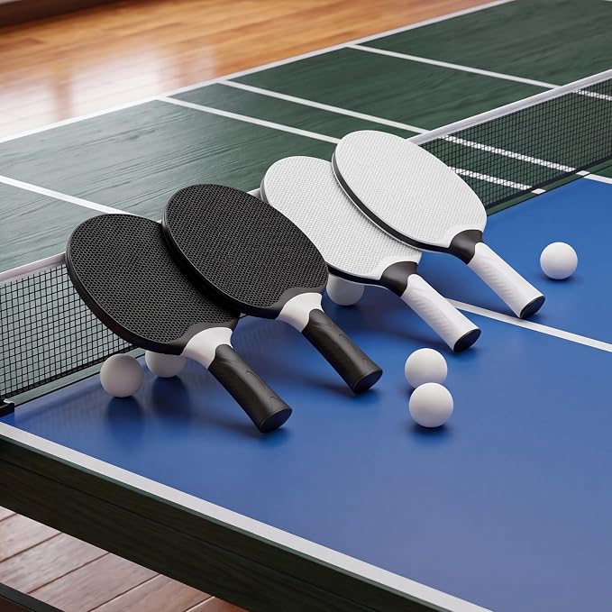 Junkin 8 Pieces Table Tennis Paddles Kit Professional Rackets Set Portable Composite Rubber Table Tennis Racquets with 8 Balls for Indoor and Outdoor