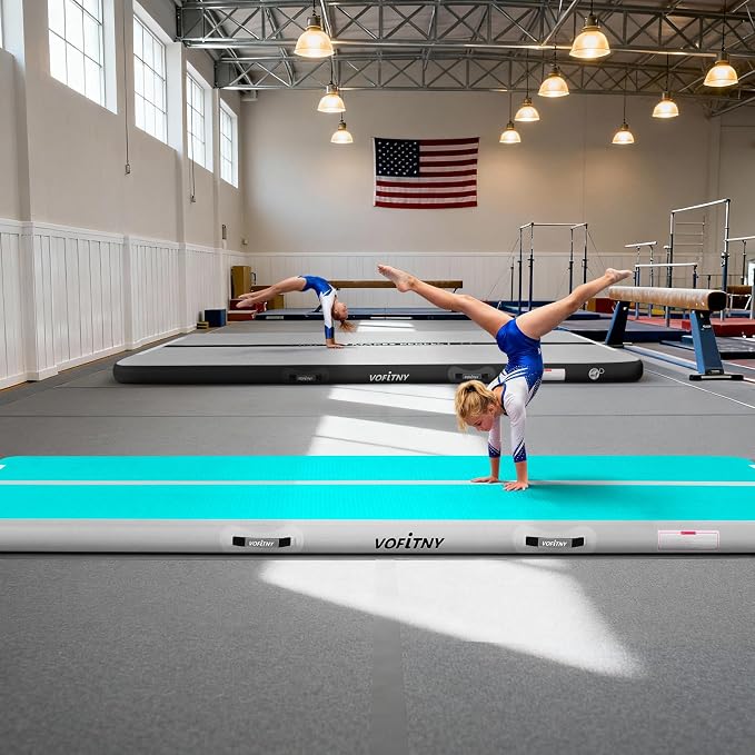 VOFiTNY All Purpose Gymnastics Mat 6.6/10/13/16/20 ft Sturdy Inflatable Tumble Track for Home/Gym