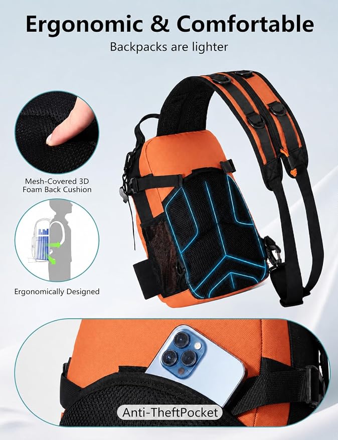 2 in 1 Compact Tactical Fishing Backpack with Tackle Boxes, Lightweight Waterproof Tackle Bag Fit 2 * 3600 Tackle Boxes, 2 Rod Holders Storage, Fishing Accessories Gift for Men Orange