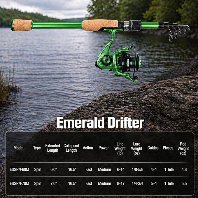 Telescopic Fishing Combo, 6FT/7FT Carbon Fiber Travel Rod with 3000 Spinning Reel for Bass Trout Catfish Freshwater Saltwater