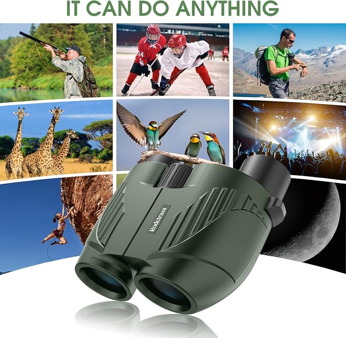 20x25 High Powered Binoculars for Adults,Compact HD Waterproof Durable and Clear BAK4 Prism FMC Lens,Suitable for Bird Watching,Sightseeing and Outdoor Sports,Green