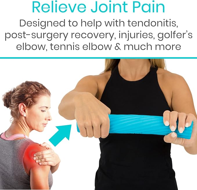Vive Flex Therapy Bar for Tennis Elbow Relief (Light) - Physical Therapy Aid, Improve Tendonitis & Grip Strength - Resistance for Golfers, Hand, Epicondylitis, Equipment - Strengthens Wrist & Forearm