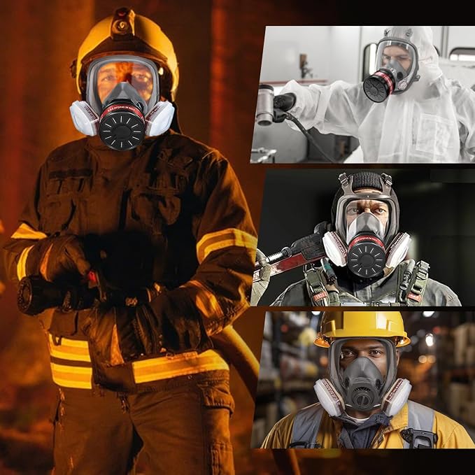 Full Facepiece with Filters for Paint, Chemical, Epoxy Resin, Spray Painting, Sanding Work