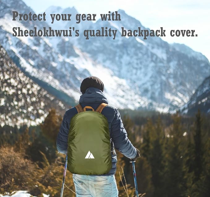 Waterproof Backpack Rain Cover (15-90L), Heavy-Duty Nylon Pack Cover with Upgraded Double Adjustable Closure System and a Carry Pouch for Hiking, Cycling. Durable and Lightweight.