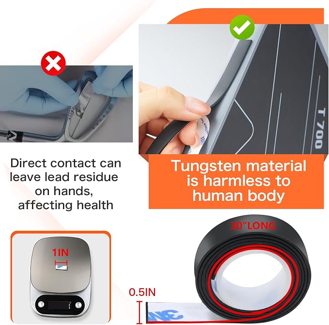 THE GOLFER STORE Weighted Tungsten Tape for Pickleball Paddles -Enhance Pickleball Paddles Performance, Customizable Non-Toxic Tungsten Strap, Suitable for A Many Kinds of Racquets