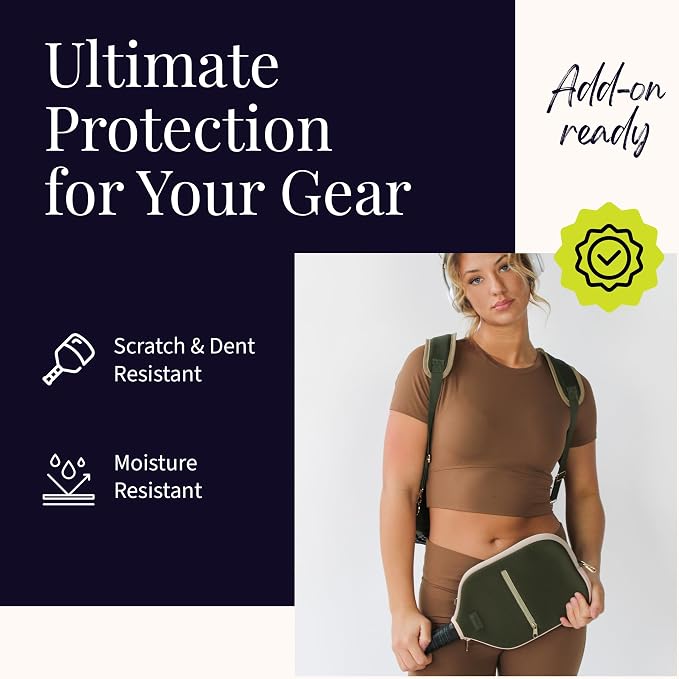 Posh Pickler Crossbody Neoprene Pickleball Bag - Paddle Cover with Adjustable Strap, Built-in Pocket for Essentials, Carabiner Fence Clip, Add-On Ready D-Rings, and Durable Design for Everyday Use