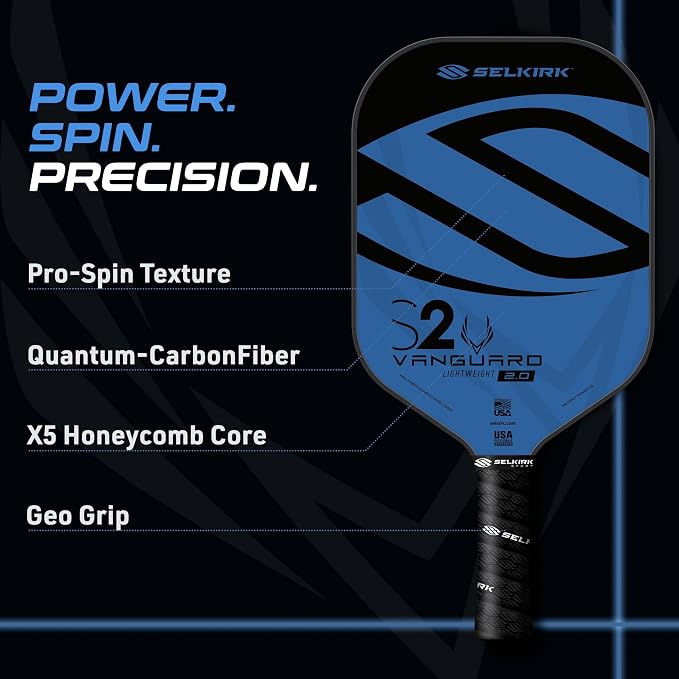 Selkirk Sport Vanguard Hybrid Pickleball Paddle | Carbon Fiber Pickleball Paddle with a Polypropylene X5 Core | Pickleball Rackets