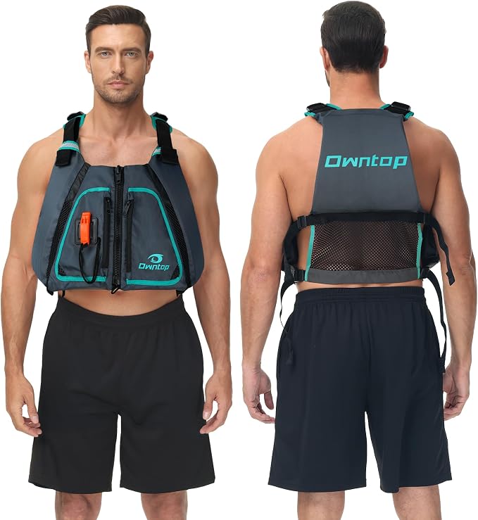 Owntop Adult Swim Vest - Adjustable Safety Strap & Premium Buoyancy for Paddle Sports, Kayaking, Canoeing, Boating