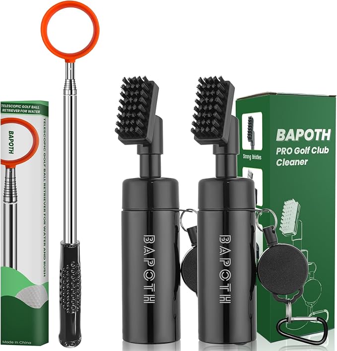 9FT Golf Ball Retriever and 2 Golf Club Brush Bundle Items