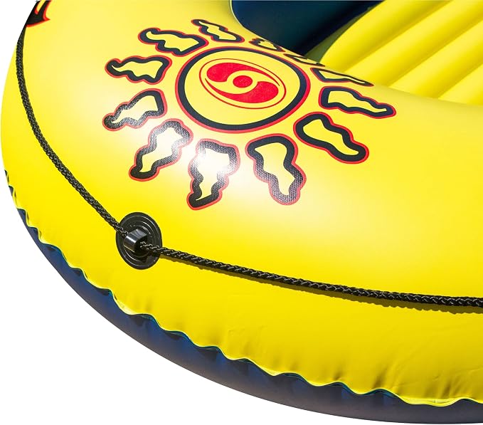 SOLSTICE Inflatable Boat Rafts 2 Person for Adults & Kids Comes W/ Pole Oar Holders Cushioned Comfortable Base Grab Line 6 Ft Size Sunskiff Kits Dinghy Air Floor Yellow