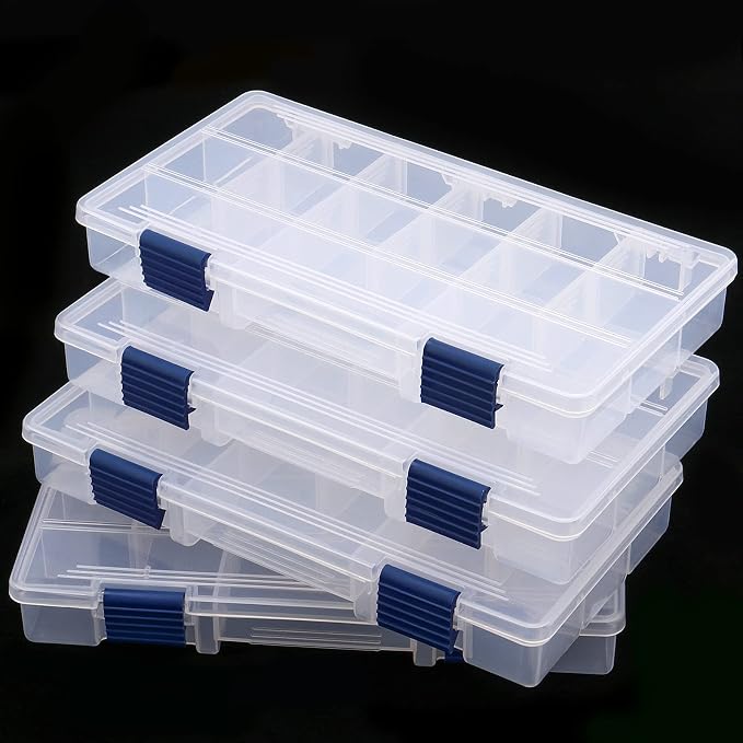 SINJEUN 4 Layers Fishing Tackle Box, Portable Fishing Tackle Storage Box, Fresh Water and Salt Water Tackle Box Kit Organizer for Fishing Accessories, 110 lbs Load Capacity